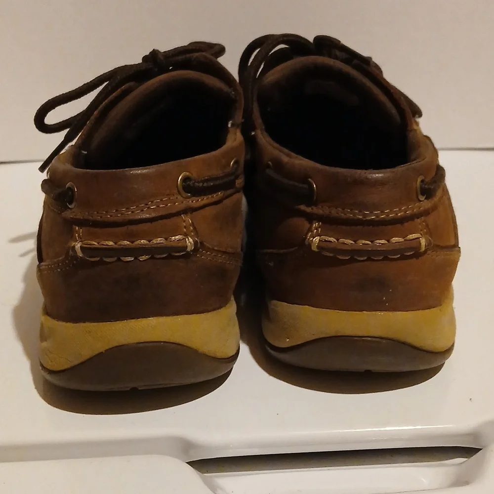 Rockport Works Steel Toe Brown Leather Men's Boat Shoes 10.5W